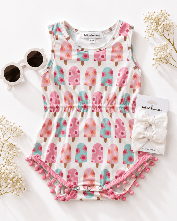 Dillon Pom Pom Romper - Floral Pop product_type - Bailey's Blossoms