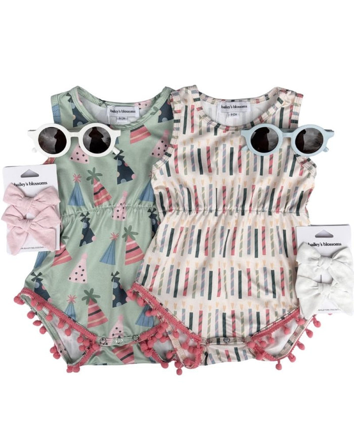 Dillon Pom Pom Romper - Make a Wish product_type - Bailey's Blossoms