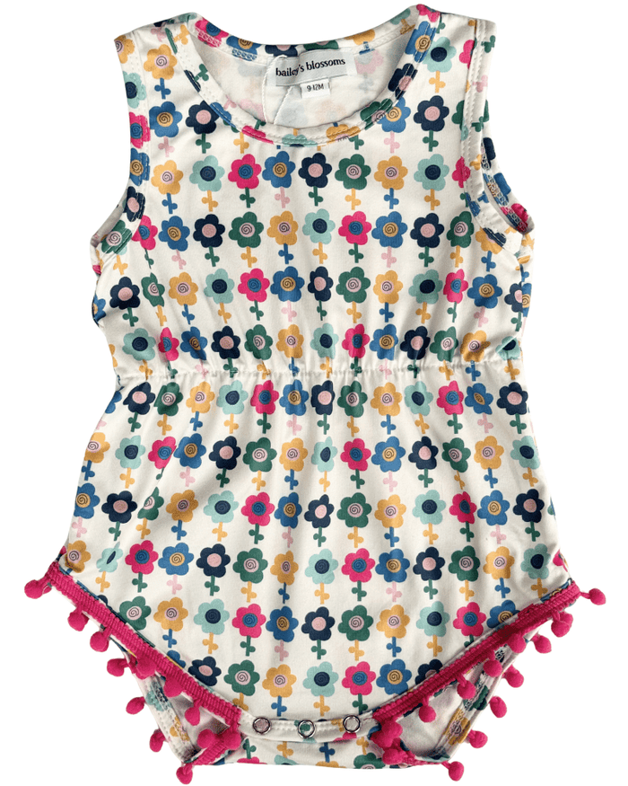 Dillon Pom Pom Romper - Mod Blooms product_type - Bailey's Blossoms