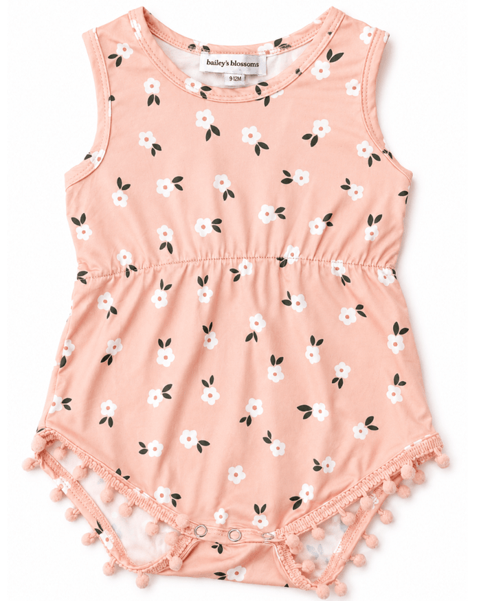 Dillon Pom Pom Romper - Peach Harvest product_type - Bailey's Blossoms