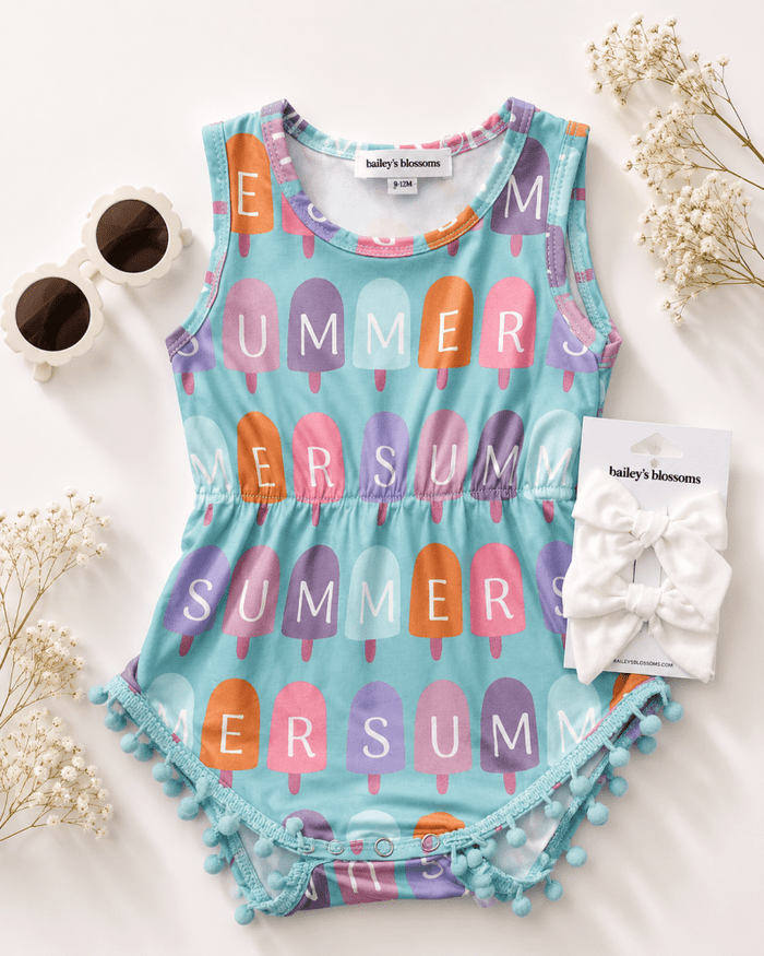 Dillon Pom Pom Romper - Pop of Summer product_type - Bailey's Blossoms