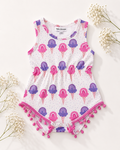 Dillon Pom Pom Romper - Rainbow Swirl