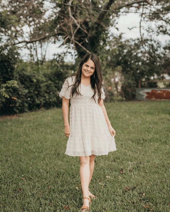 Eden Short Sleeve Dot Dress - Ivory #product_type - Bailey's Blossoms