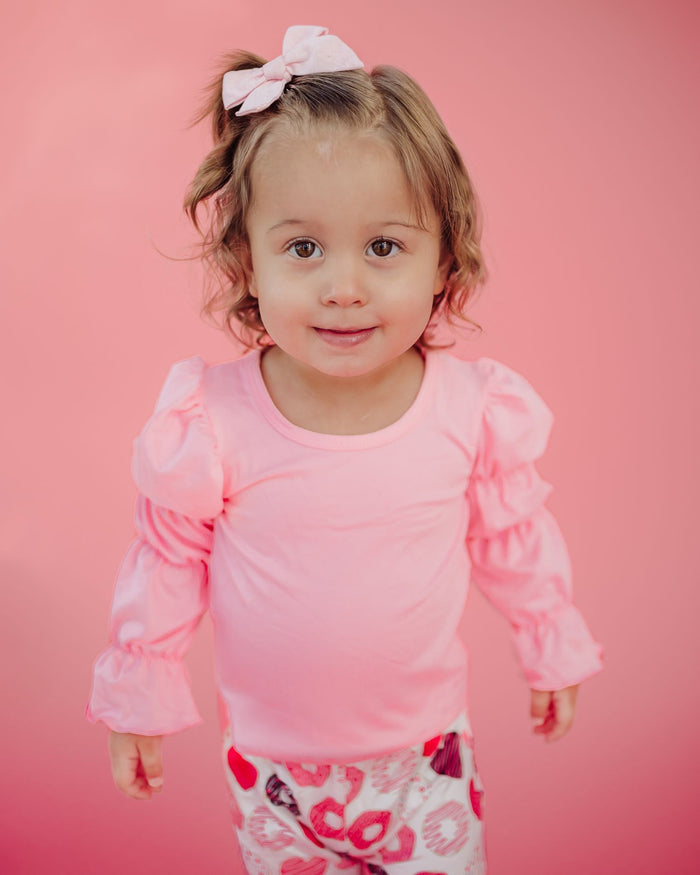 Elle Bubble Sleeve Top - Pink