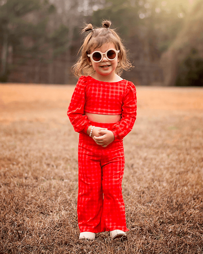 Elodie Wide - Leg High Waist Pants – Cherry Red product_type - Bailey's Blossoms