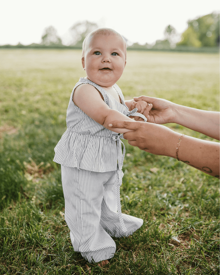 Elowen Tie Front Two-Piece Set - Oat Milk Pinstripe product_type - Bailey's Blossoms
