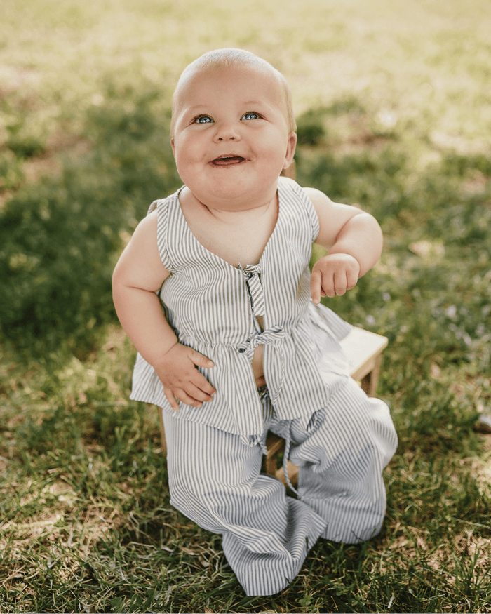 Elowen Tie Front Two-Piece Set - Oat Milk Pinstripe product_type - Bailey's Blossoms