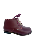Emel Burgundy Scalloped Baby Shoe
