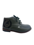 Emel Forest Green Baby Shoe with Crest
