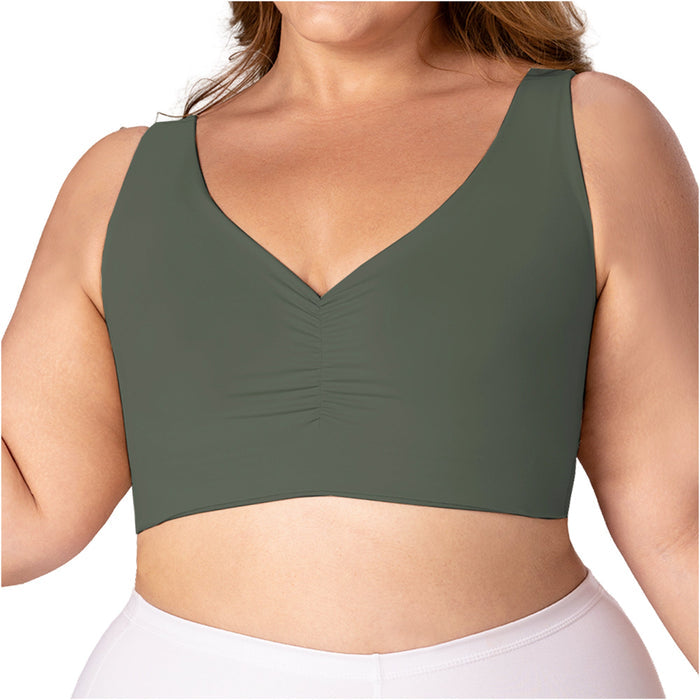 Fajas M & D V-Neck Lift Top Seamless Pre-Molded Bra