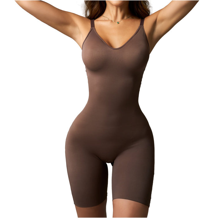 Fajas Salome Invisible Bodysuit Mid-Thigh Microfiber Shaper Seamless Daily Shapewear & Top