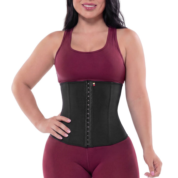 Fajas Salome Latex Sports Waist Cincher High Compression Workout Trainer with Adjustable Hooks