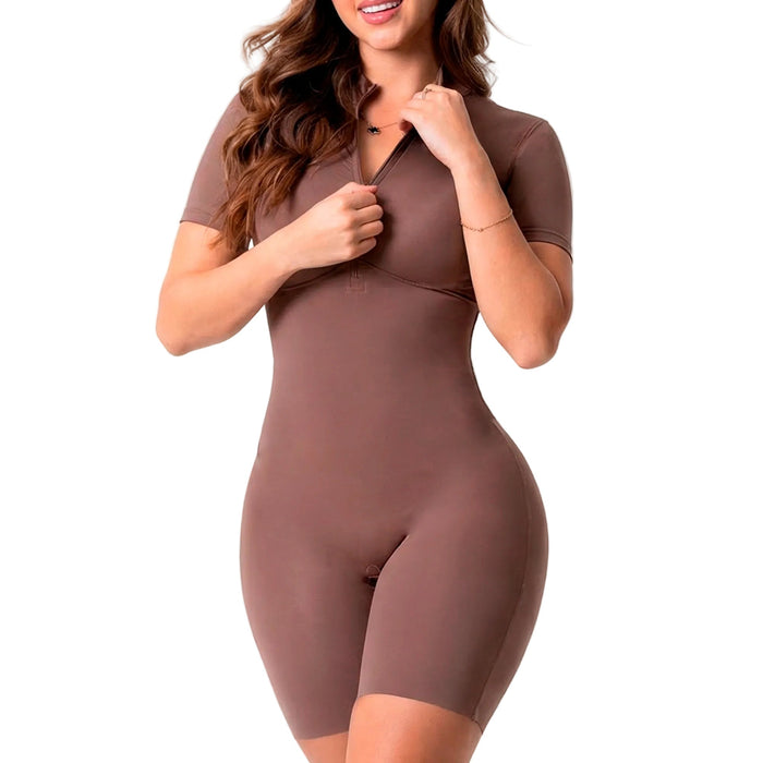 Fajas Salome Sporty Shaping Bodysuit with Front Zipper