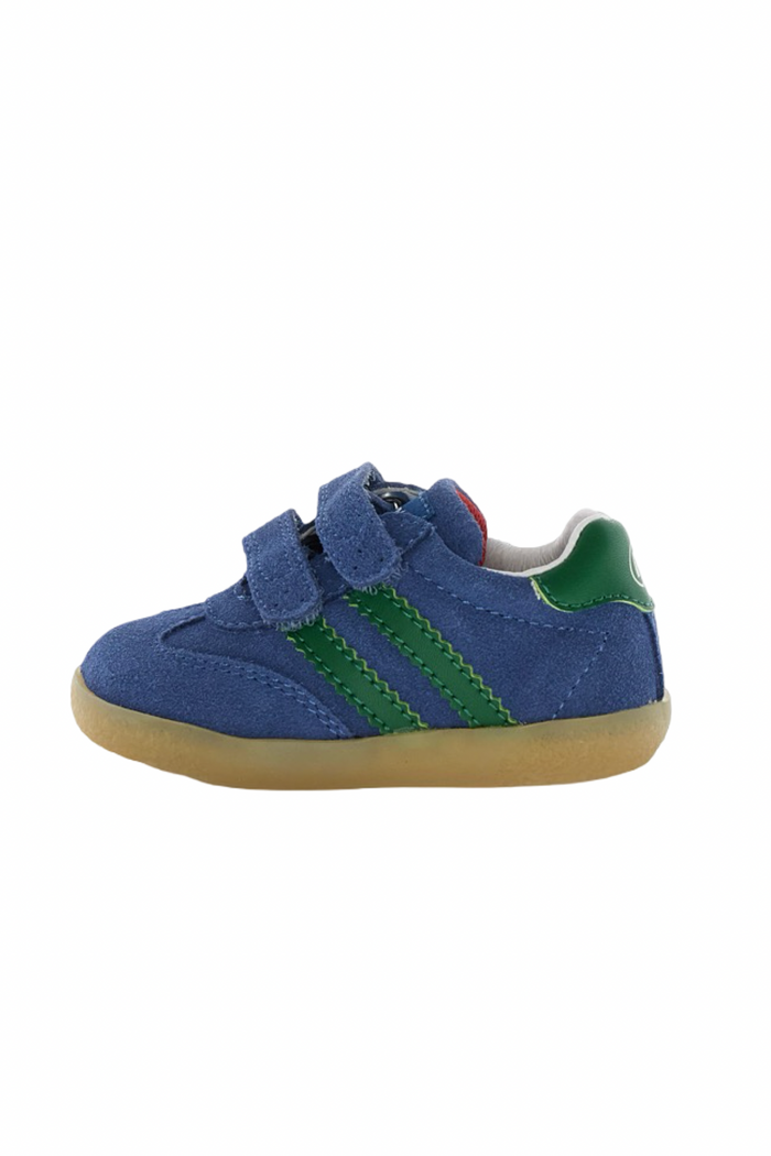 Falcotto Blue Suede Double Stripe Velcro Sneaker - Vimby