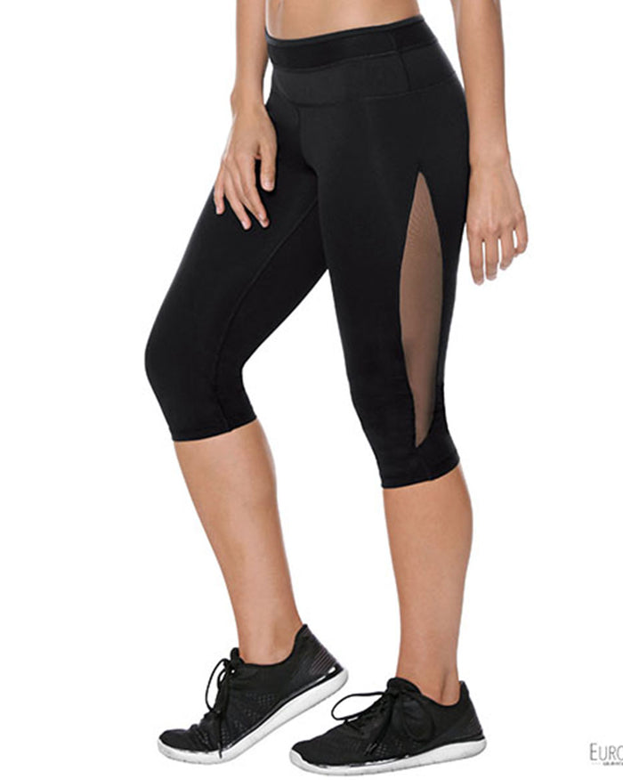 Final Sale Clearance EuroSkins Womens Performance Microfiber Mesh Capri Compression Leggings