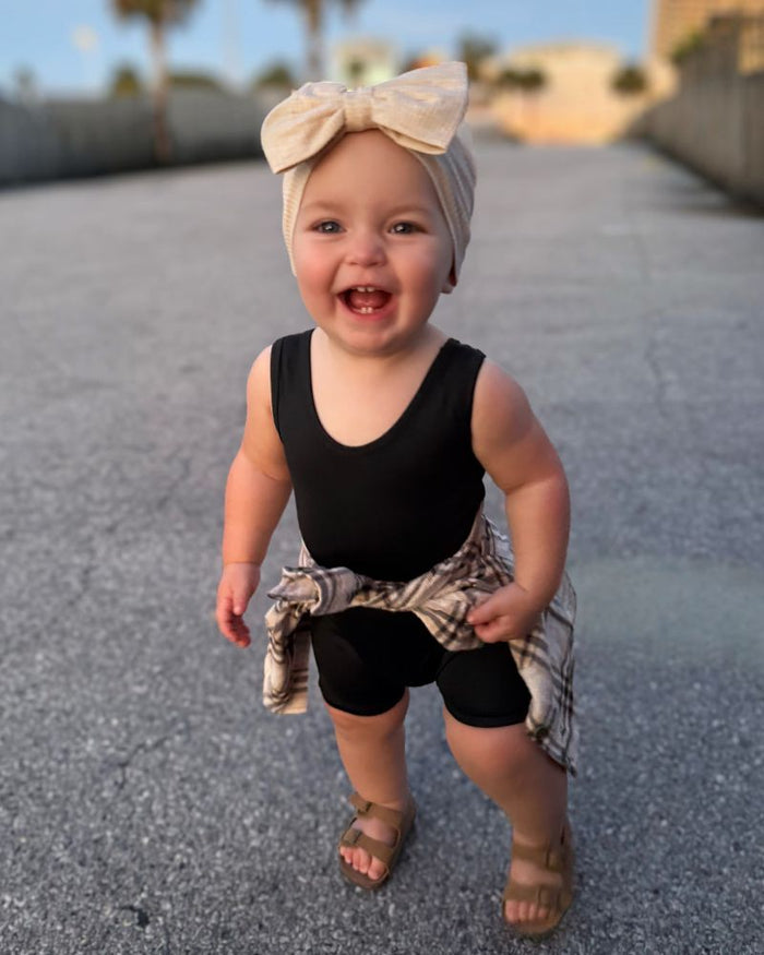Gigi Bikeshort Romper - Black product_type - Bailey's Blossoms