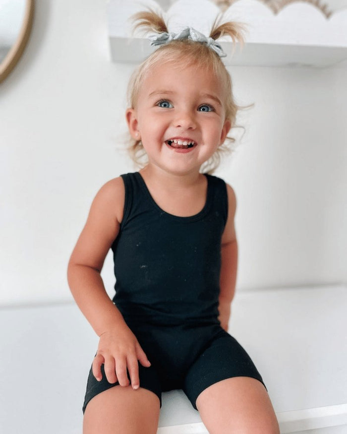 Gigi Bikeshort Romper - Black #product_type - Bailey's Blossoms