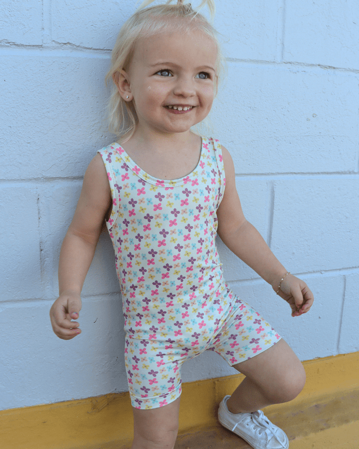 Gigi Bikeshort Romper - Butterfly Kisses product_type - Bailey's Blossoms