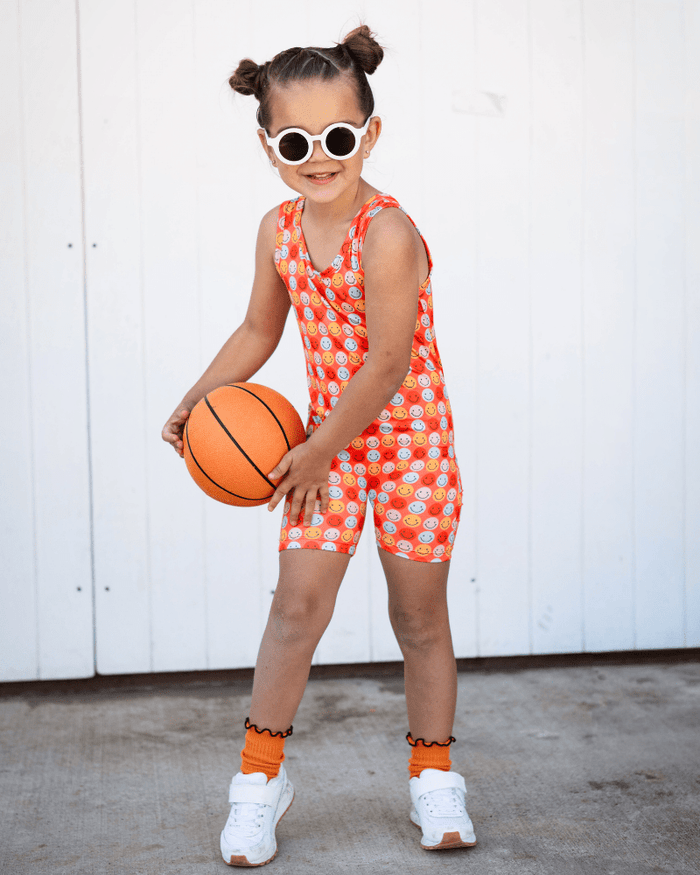 Gigi Bikeshort Romper - Don't Worry Be Happy product_type - Bailey's Blossoms