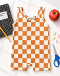 Gigi Bikeshort Romper - Orange Sunrise Check product_type - Bailey's Blossoms