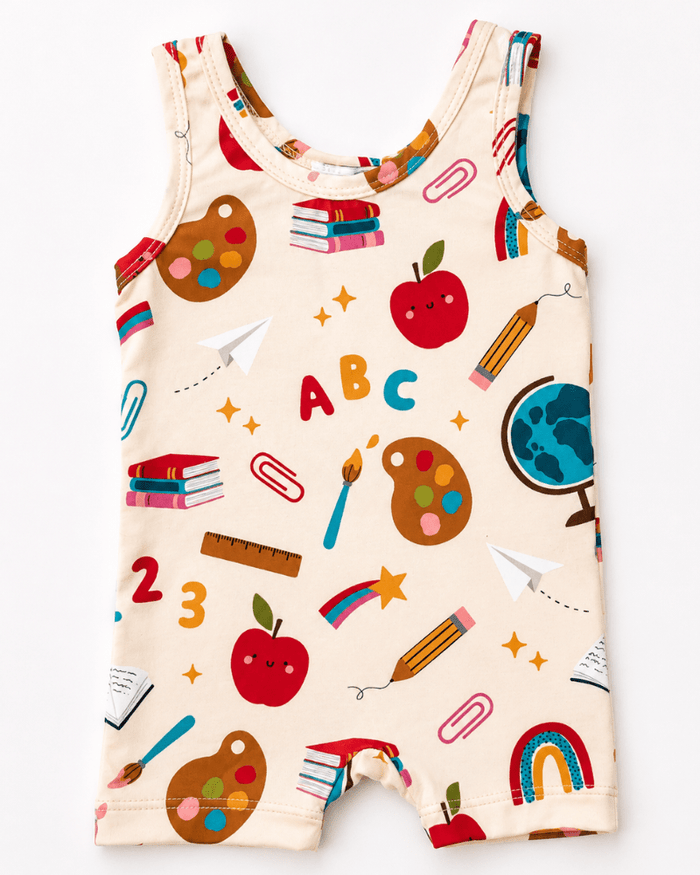 Gigi Bikeshort Romper - Schoolhouse Cutie product_type - Bailey's Blossoms