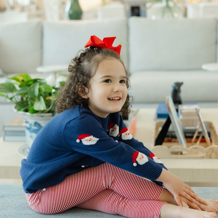 Girls Leggings - Red Stripe Knit