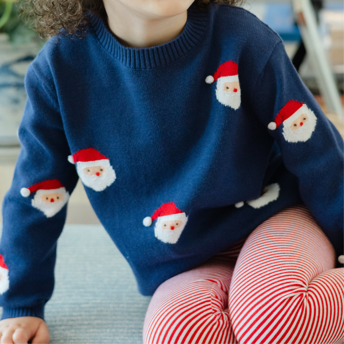 Girls Leggings - Red Stripe Knit