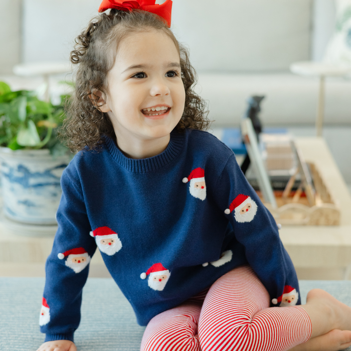 Girls Leggings - Red Stripe Knit