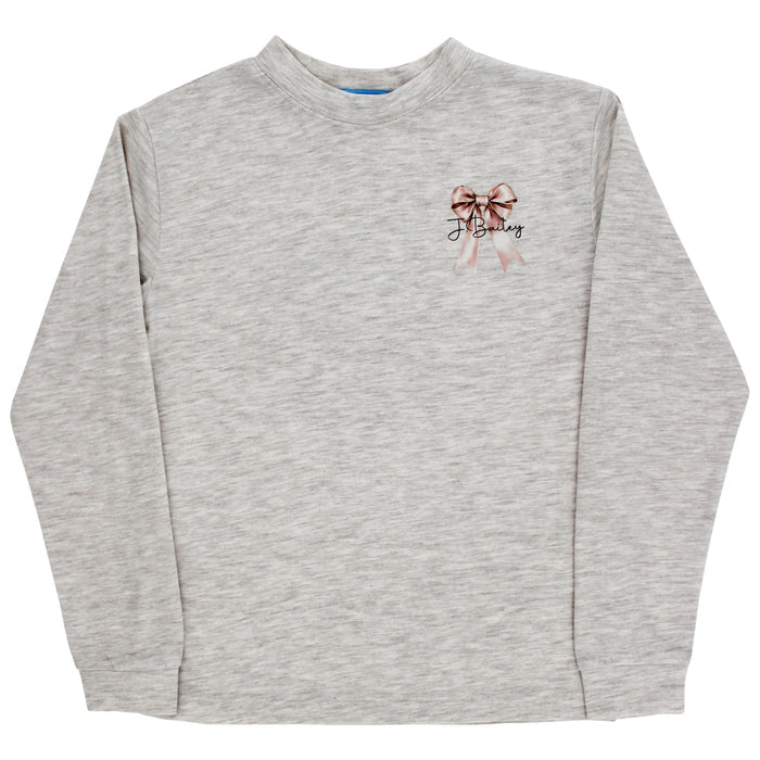 Girls Long Sleeve Logo Tee - Horse/Oatmeal