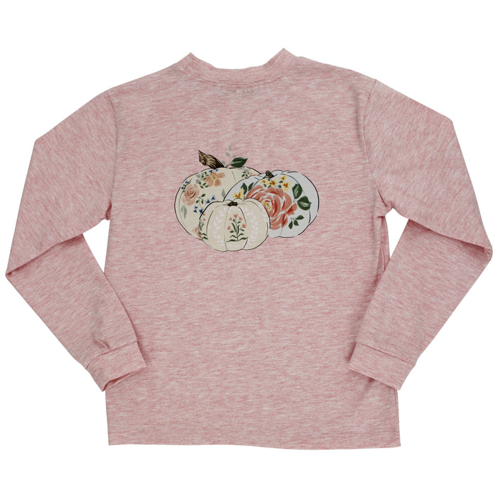 Girls Long Sleeve Logo Tee - Pumpkin/Heathered Red