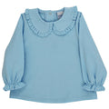 Girls Peter Pan Shirt - Blue Knit