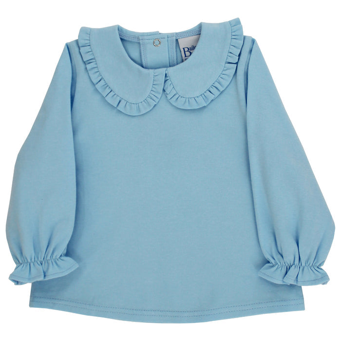 Girls Peter Pan Shirt - Blue Knit