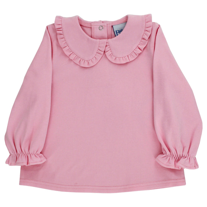 Girls Peter Pan Shirt - Pink Knit
