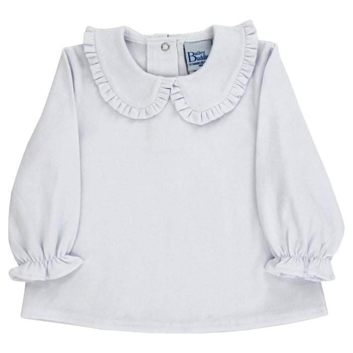 Girls Peter Pan Shirt - White Knit