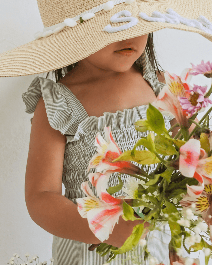 Goldie Smocked Jumpsuit - Sage Pinstripe product_type - Bailey's Blossoms