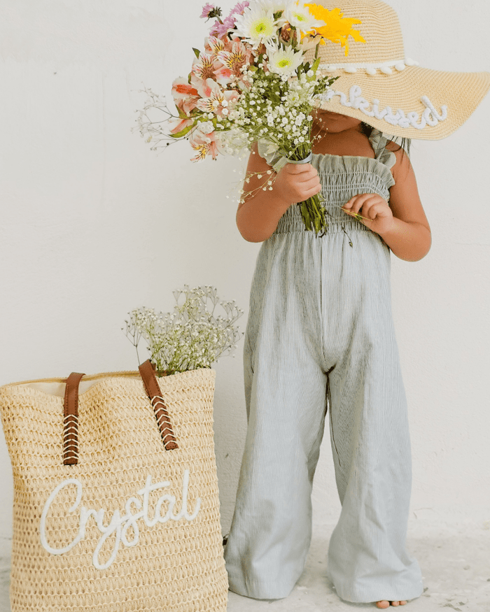Goldie Smocked Jumpsuit - Sage Pinstripe product_type - Bailey's Blossoms