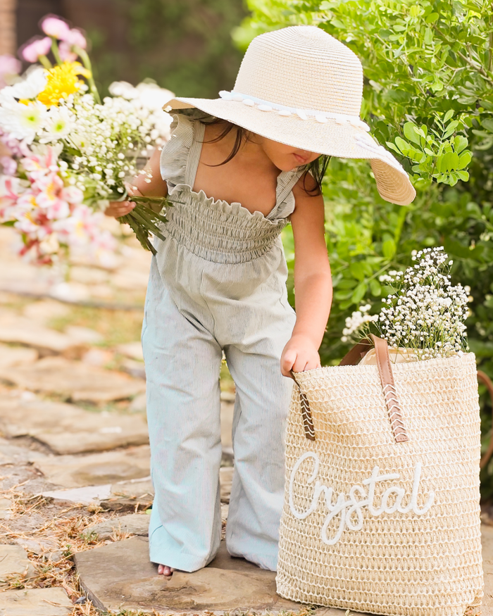 Goldie Smocked Jumpsuit - Sage Pinstripe product_type - Bailey's Blossoms