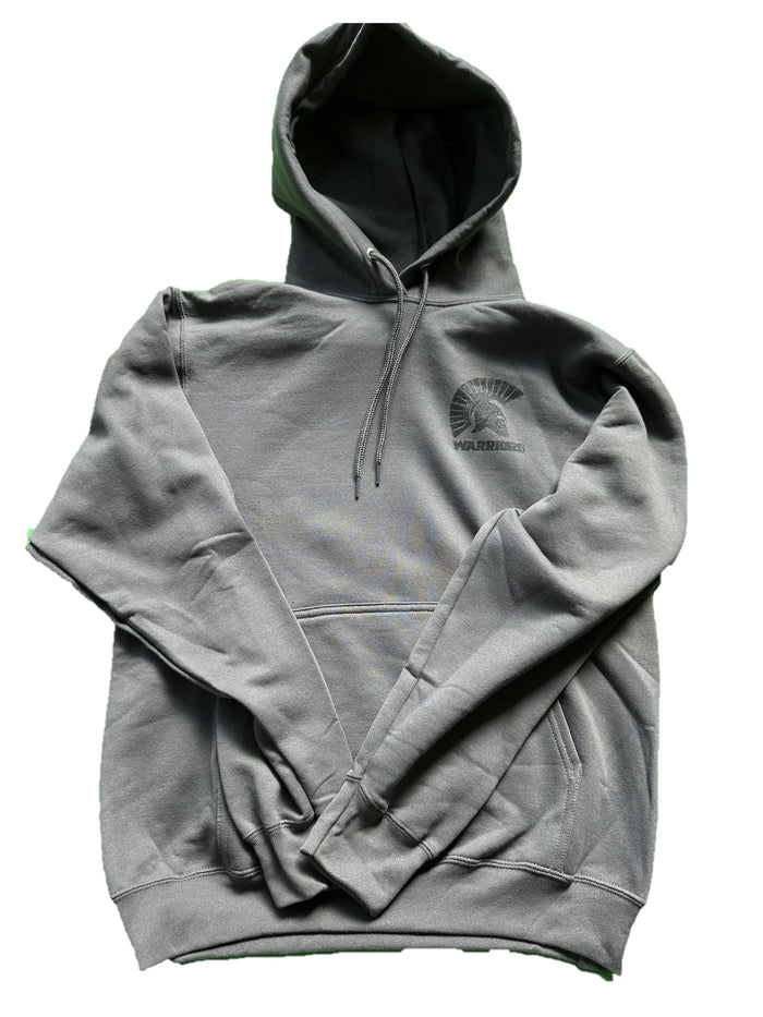 Gray Hoodie with Black Warrior Logo