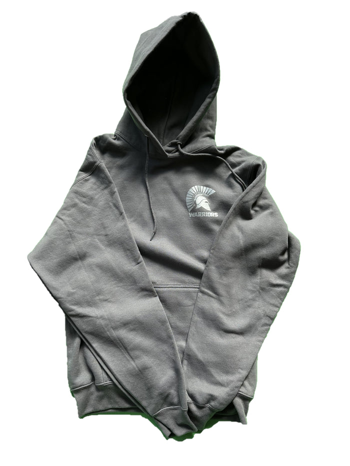 Gray Hoodie with Silver Warrior Logo