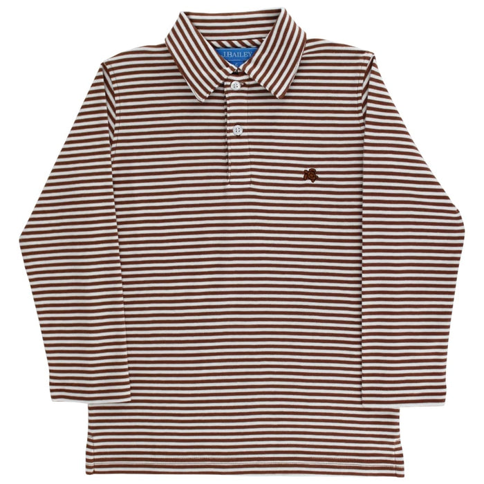 Harry Long Sleeve Polo - Brown/White Stripe