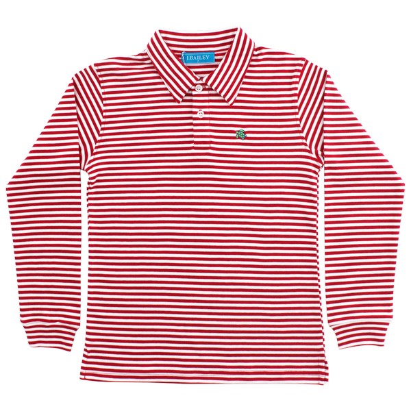 Harry Long Sleeve Polo - Red & White Stripe