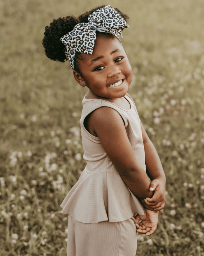 Hattie Peplum Top Two-Piece Wide Leg Set - Oatmilk product_type - Bailey's Blossoms