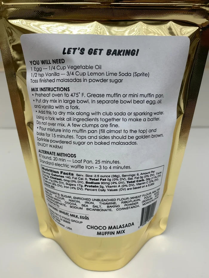 Hawaii Sugar Daddy Chocolate Malasada Muffin Baking Mix