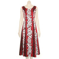 Hibiscus Panel  Sylvia  Round Neck Tie Long Dress