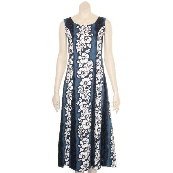 Hibiscus Panel  Sylvia  Round Neck Tie Long Dress