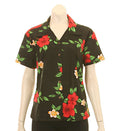 Hibiscus Plumeria Black Camp Blouse