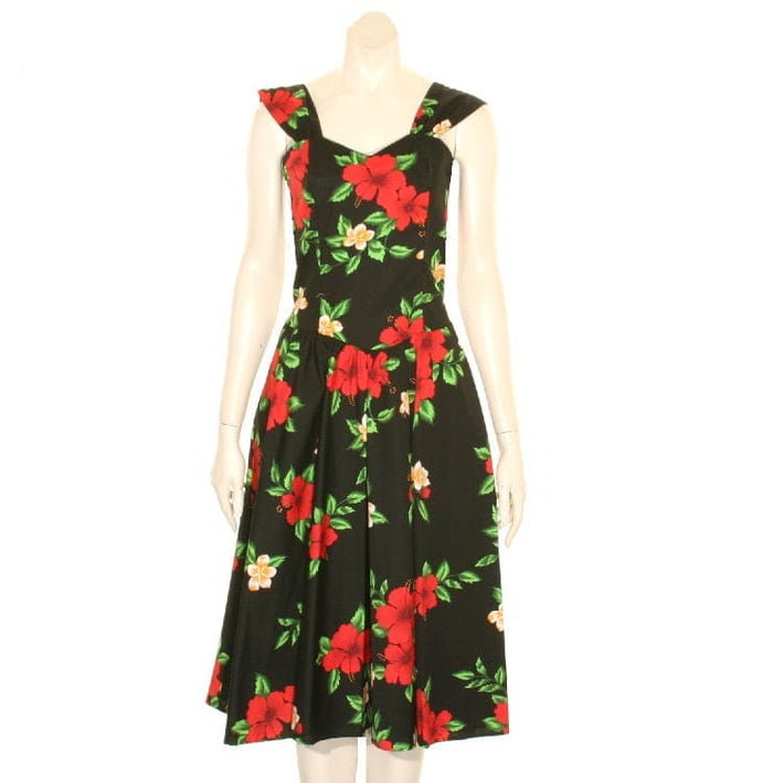 Hibiscus Plumeria Sundress Black