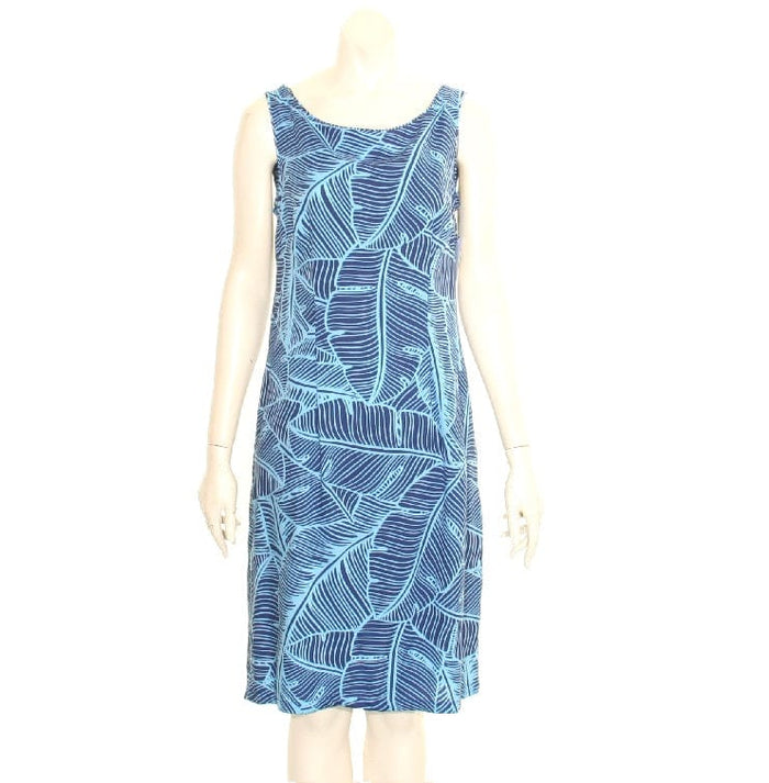 Hilo Hattie Banana Leaf Rayon  Short Piped Neck Dress