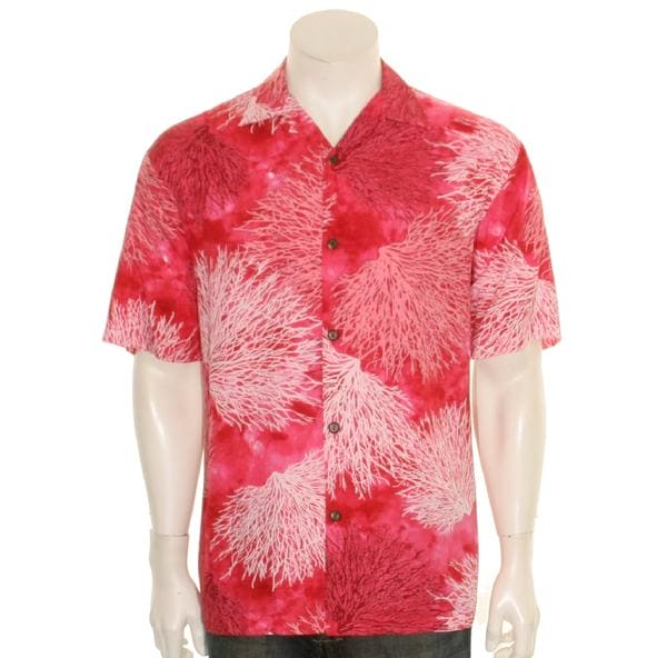 Hilo Hattie Coral Print Men's Aloha Shirt