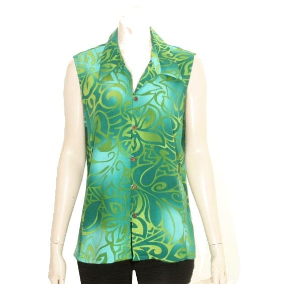 Hilo Hattie Tribal Tiare Rayon Camp Blouse